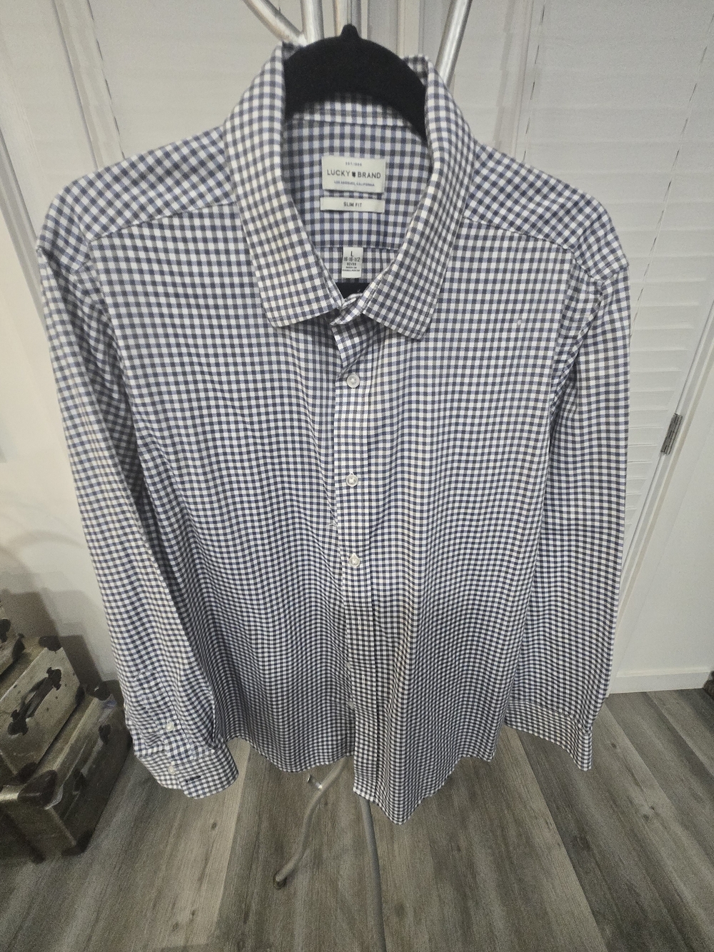 Lucky Brand Men’s Blue Gingham Button-Down Shirt